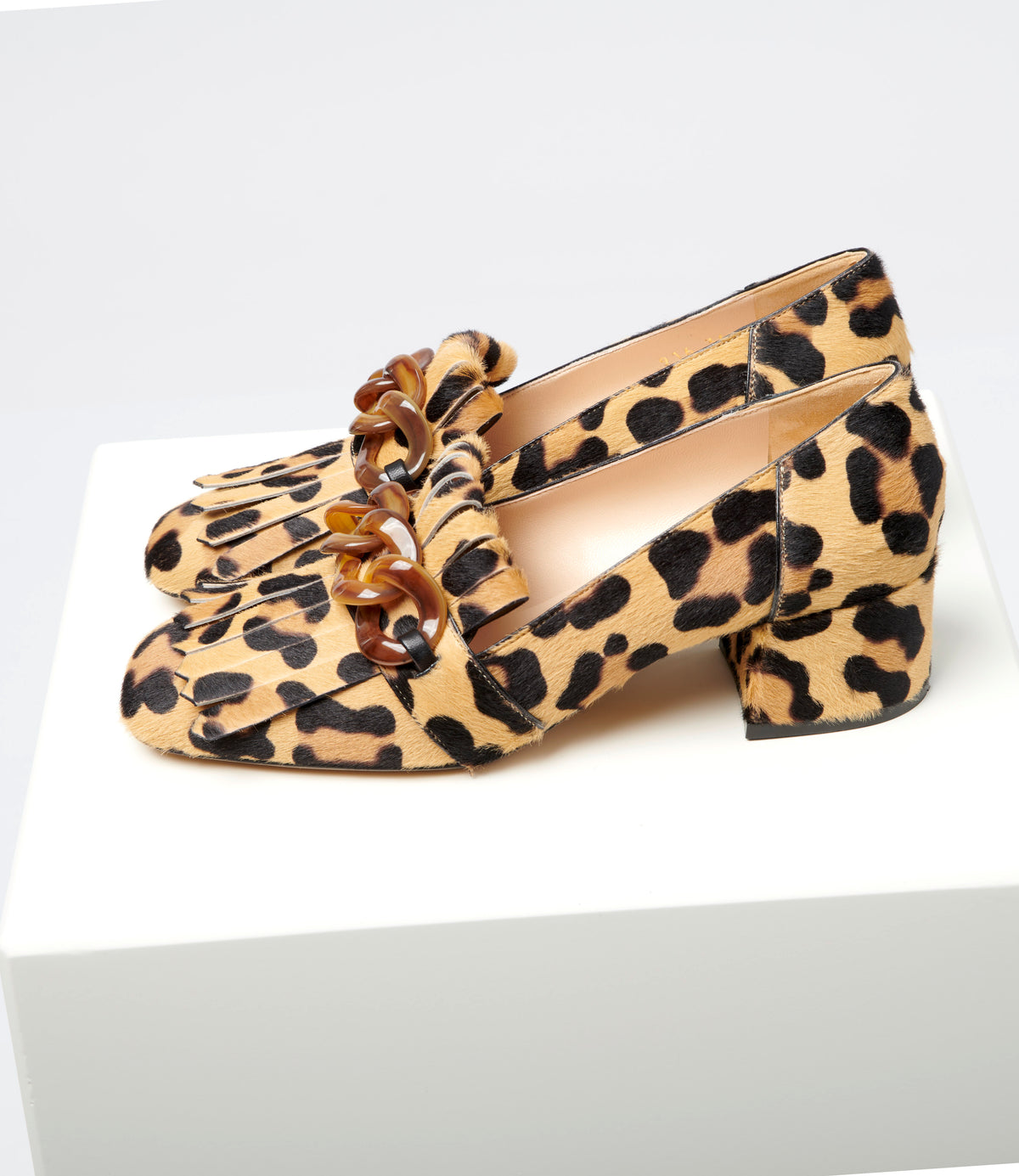 Jean Maroe - Loafer in bedruckter Leoparden-Optik mit Plexikette