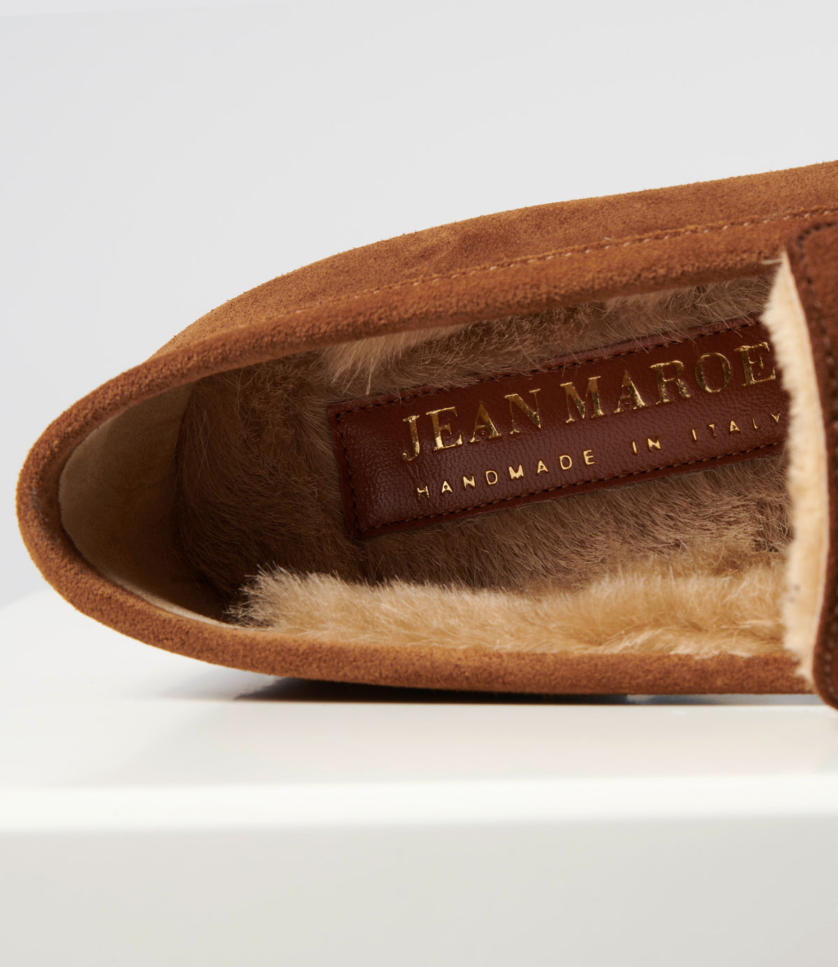 Jean Maroe - Loafer aus Leder mit Fellfutter in cognac