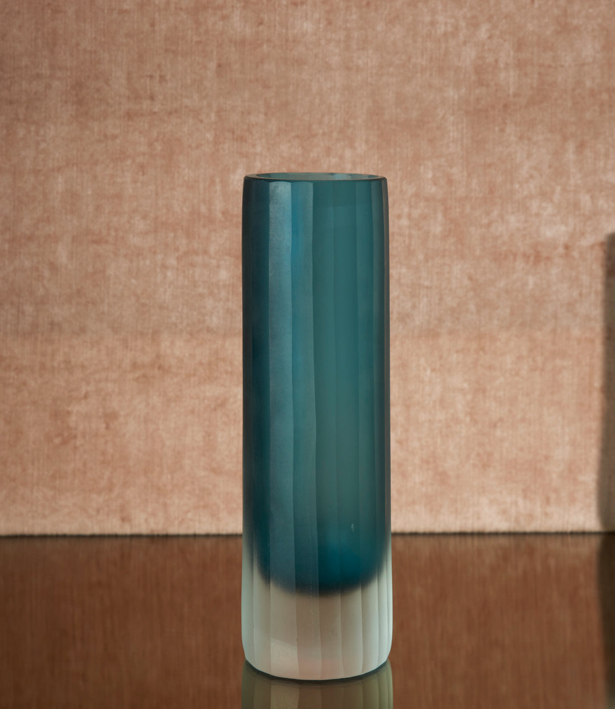 O4home -  Vase-Zylinder aus Glas türkis medium