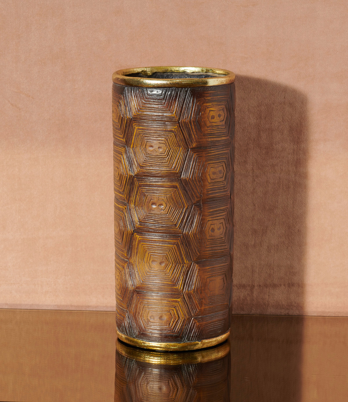 EDG - Vase im Schilkrötenpanzerlook braun/gold